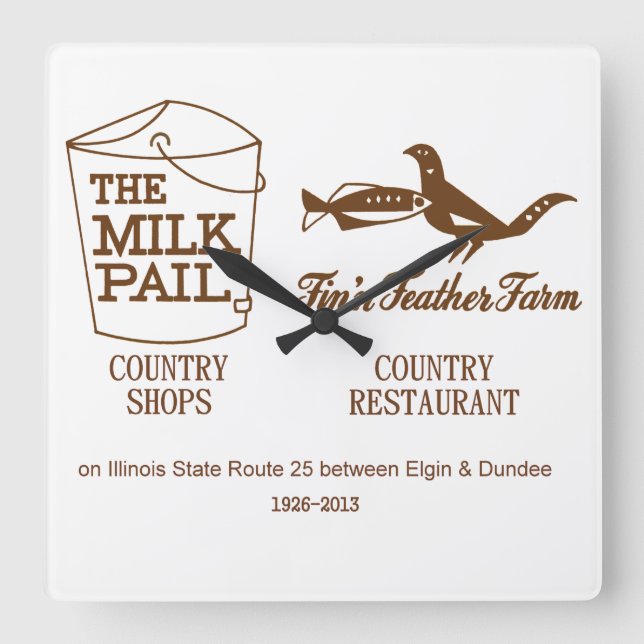 Milchpail und Fin'n Feather Farm, Dundee Township, Quadratische Wanduhr (Vorderseite)