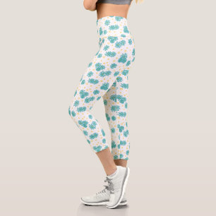 Milchprodukte und Dots - Türkis und Gelb Capri Leggings