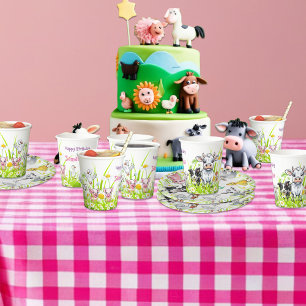 Milchprodukte und landwirtschaftliche Nutztiere zu Pappbecher
