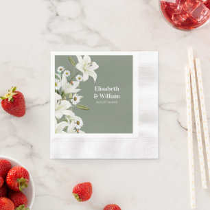 Milchprodukte und weiße Lilien Serviette