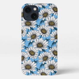 Milchprodukte, wild lebende Blume auf blau iPhone Hülle