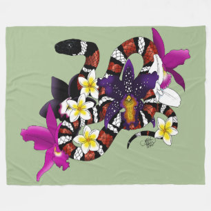 Milchschlange Exotische Florale Grün Fleecedecke