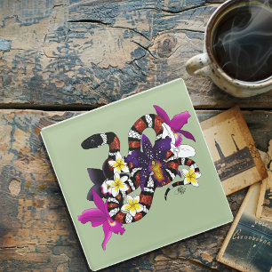 Milchschlange Exotische Florale Grün Glasuntersetzer