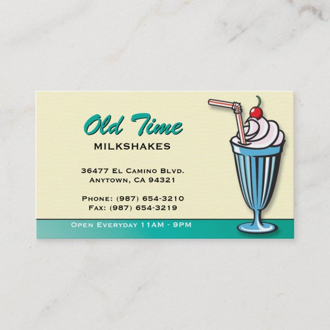 Milchshake-Eisdiele-Visitenkarte Visitenkarte (Vorderseite)