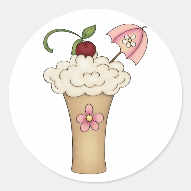 Milchshake mit ein Regenschirm-Aufklebern Runder Aufkleber (Vorderseite)