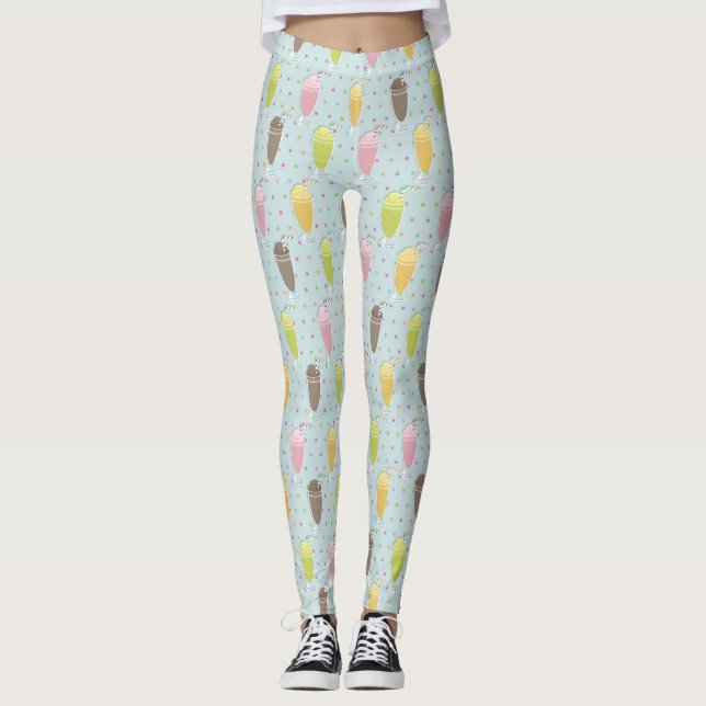 Milchshake-Muster Leggings (Vorderseite)