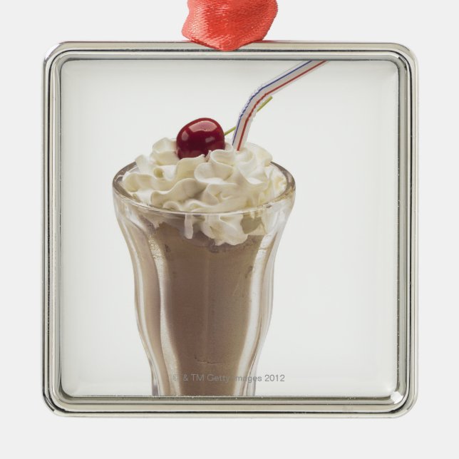 Milchshake Silbernes Ornament (Vorne)