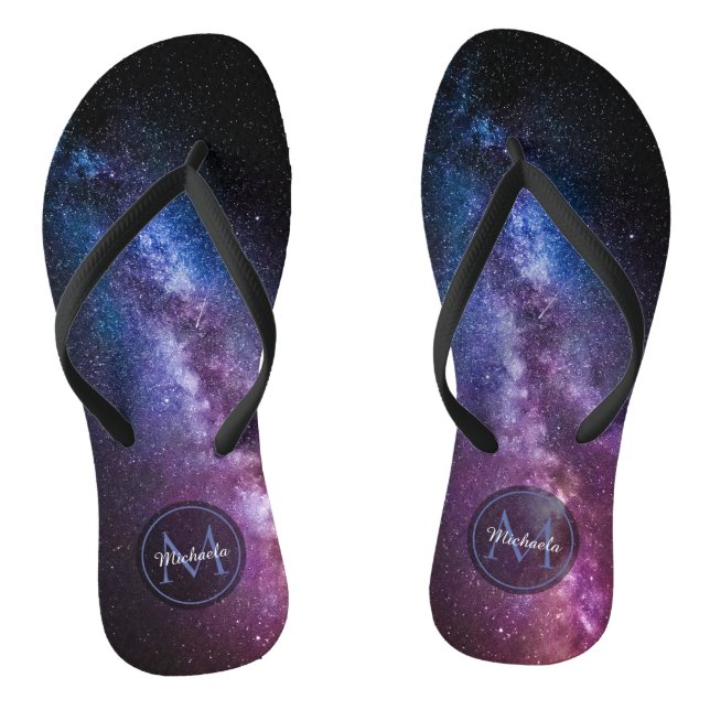 Milchstrahlenfarben, personalisierbar, monogramm flip flops (Fußbett)