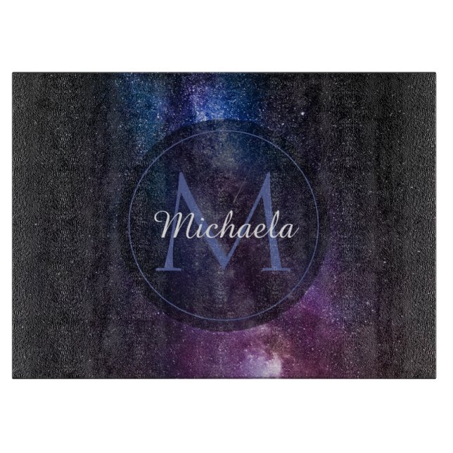 Milchstrahlenfarben, personalisierbar, monogramm schneidebrett (Vorderseite)