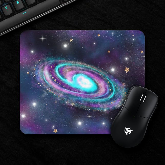 Milchstraße | Cosmic Blue Lila Pink Glow Mousepad (Von Creator hochgeladen)
