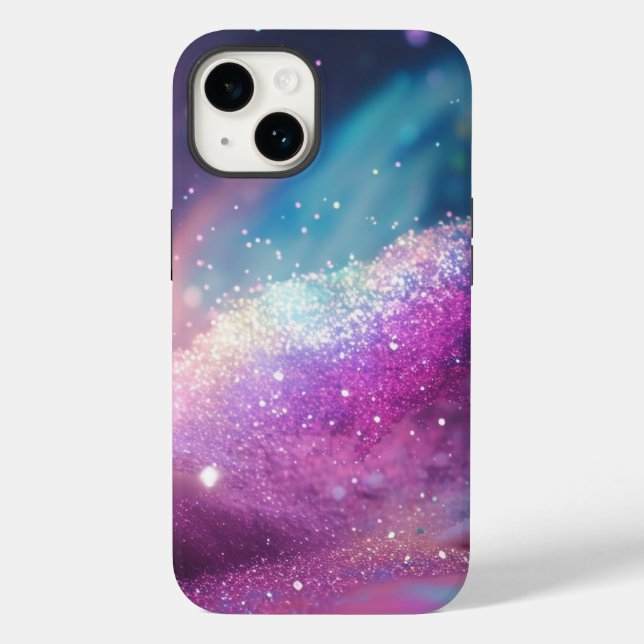 Milchstraße Holografischer Glitzer iPhone Tough Ca Case-Mate iPhone 14 Hülle (Rückseite)
