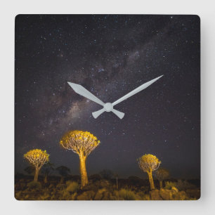 Milchstraße - Quiver Tree Keetmanshoop Namibia Quadratische Wanduhr
