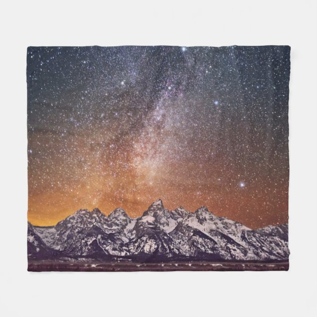 Milchstraße über großartigem Teton Fleecedecke (Vorderseite (Horizontal))