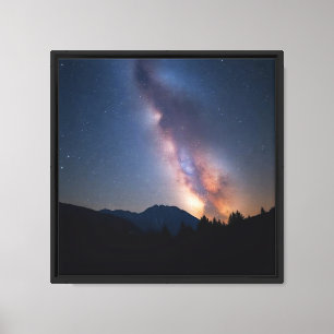 Milchstraßen-Galaxie über Bergsilhouette Wandkunst Leinwanddruck