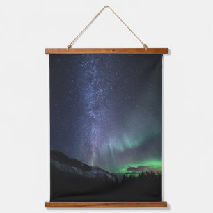 Milchstraßen Nordlichter Wandteppich Mit Holzrahmen