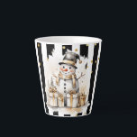 Milchtasse Klein Snowman and Stripes Var04<br><div class="desc">Süßes Schneemann-Motiv in Wasserfarben-Opitk und schwarze Streifen mit goldenen Akzenten. Es sind noch weitere Varianten erhältlich. Achtung: Dieses Motiv ist auf die kleinen Latte-Becher angepasst. Für weitere Produktvarianten schaut in meinen Shop. Nutzungslizenz bei Creative Fabrica, Gesaltung bei grafXthings.</div>