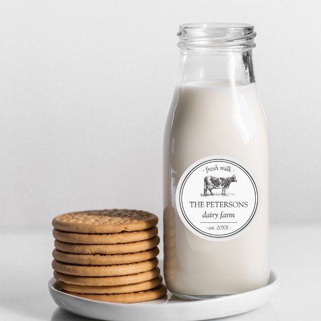 Milchviehwirtschaft mit Frischmilchetikett Runder Aufkleber (Von Creator hochgeladen)
