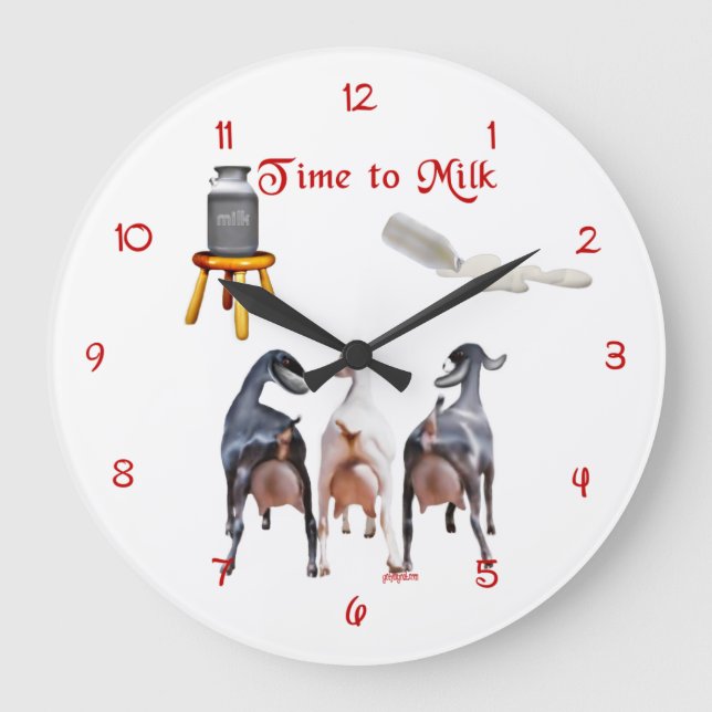 Milchziegen Milchmauer Große Wanduhr (Vorderseite)