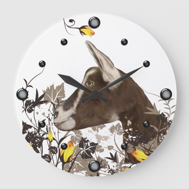 Milchziegenmalerei in Toggenburg - Blumenmauer Große Wanduhr (Vorderseite)