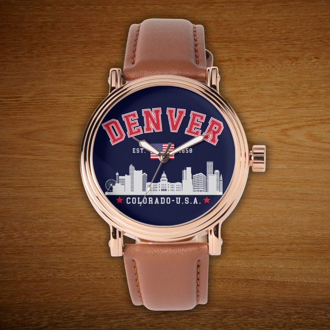 Mile High City Skyline Illustration Armbanduhr (Von Creator hochgeladen)