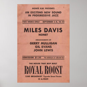 Miles Davis - Gerry Mulligan - Gil Evans Jazz Poster