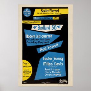 Miles Davis - Lester Young - Bud Powell - MJQ Jazz Poster