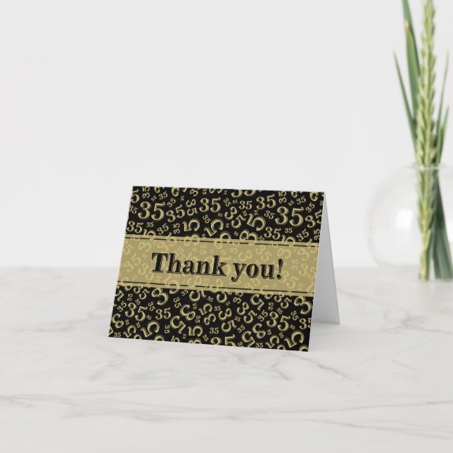 Milestone 35 Random Number Pattern Black/Gold Dankeskarte (Vorderseite)