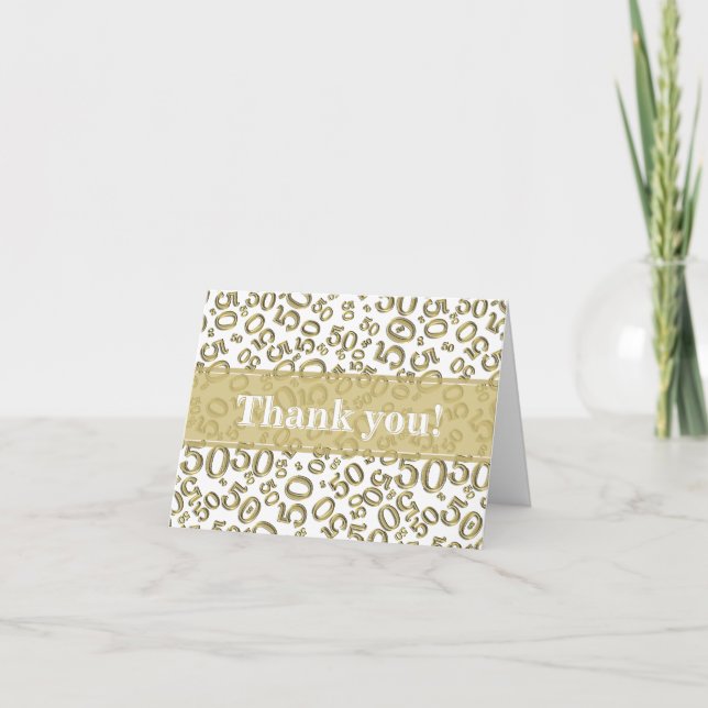 Milestone 50 Random Number Pattern Gold/White Dankeskarte (Vorderseite)