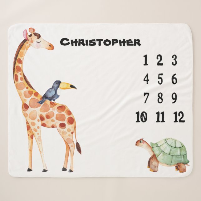 Milestone Baby von afrikanischen Tieren Sherpadecke (Vorderseite (Horizontal))