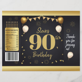 Milestone Birthday Gold Black Chip Bag Wrappers Flyer