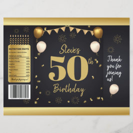 Milestone Birthday Gold Black Chip Bag Wrappers Flyer