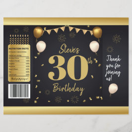 Milestone Birthday Gold Black Chip Bag Wrappers Flyer