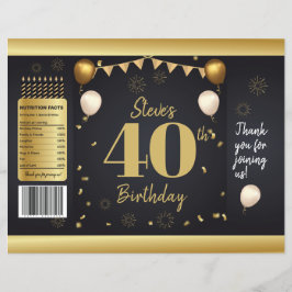 Milestone Birthday Gold Black Chip Bag Wrappers Flyer