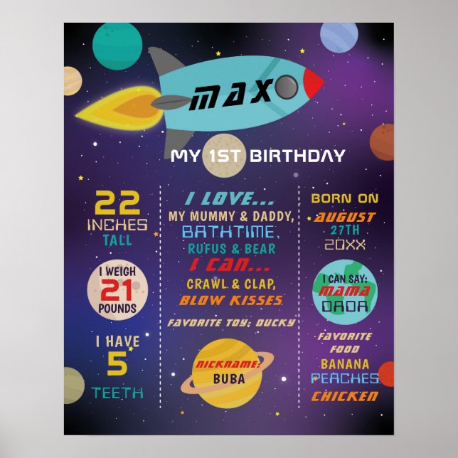 Milestone Space Galaxy Poster Boys 1. Rakete (Vorne)