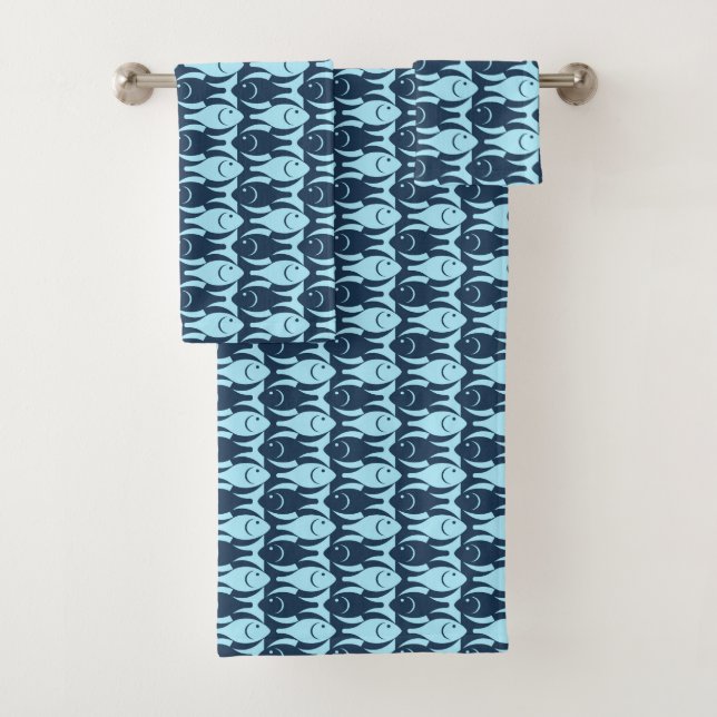 Milieu du siècle Poisson moderne, marine et bleu c (En situation)