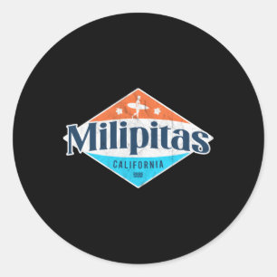 Milipitas California Beach Flag Surf Ca Runder Aufkleber