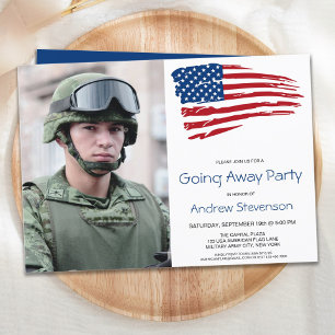 Militär-Abschiedsparty USA Amerikanische Flagge Fo Einladung