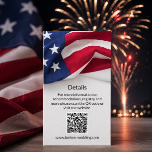 MILITÄR Amerikanische Flagge Hochzeits-QR-Details Begleitkarte