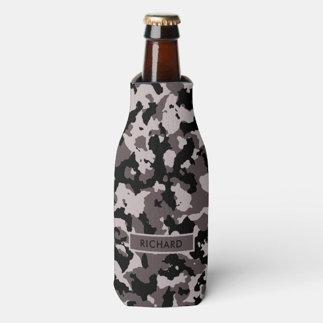 Militär Brown Camouflage Muster Personalisiert Flaschenkühler (Flaschenvorderseite)