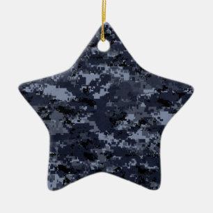 Militär-Digital-Blau-Tarn-Star-Ornament Keramik Ornament