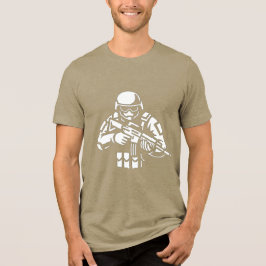 Militar-Gamer-Totenkopf-Helm-Design-T-Shirt Tri-Blend Shirt