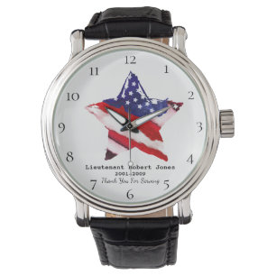 *~* Militär gemalte Veteranen-rote weiße blauer Armbanduhr