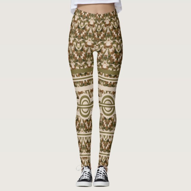 Militär Green Brown Beige Leggings (Vorderseite)
