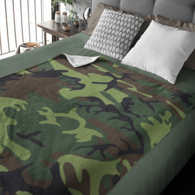 Militär Green Camouflage Muster Fleece Blanket (Military Green Camouflage Pattern Fleece Blanket)