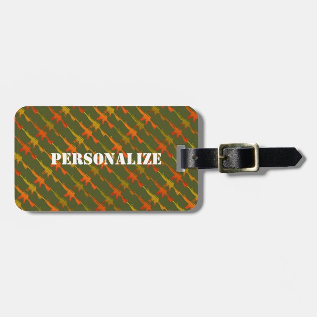 Militär Gun Camouflage GI Rifle Army Green Bright Gepäckanhänger (Vorderseite horizontal)