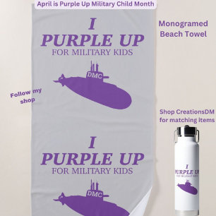 Militär-I Lila für Monogramm für militärische Kind Strandtuch