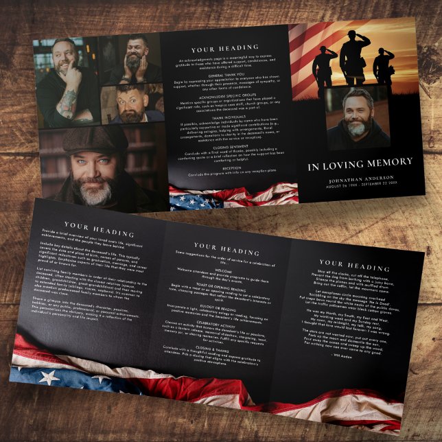 Militär in der Liebe zur Erinnerung Moderne 5-Foto Dreifach-gefaltete Programmkarte (Von Creator hochgeladen)