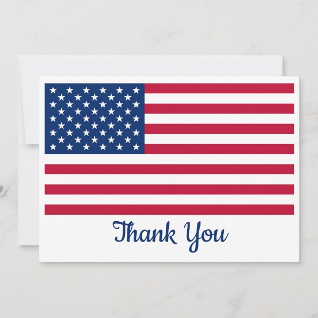 Militär Patriotic Personalisiert USA Flag  Dankeskarte (Vorderseite)