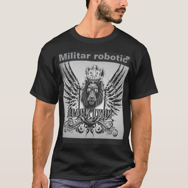 Militar robotic black Lyon drone army force  T-Shirt (Vorderseite)
