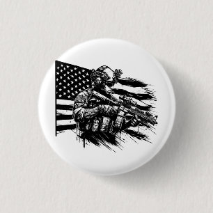 Militär Soldier Amerikanischer Flaggenstaat Patrio Button